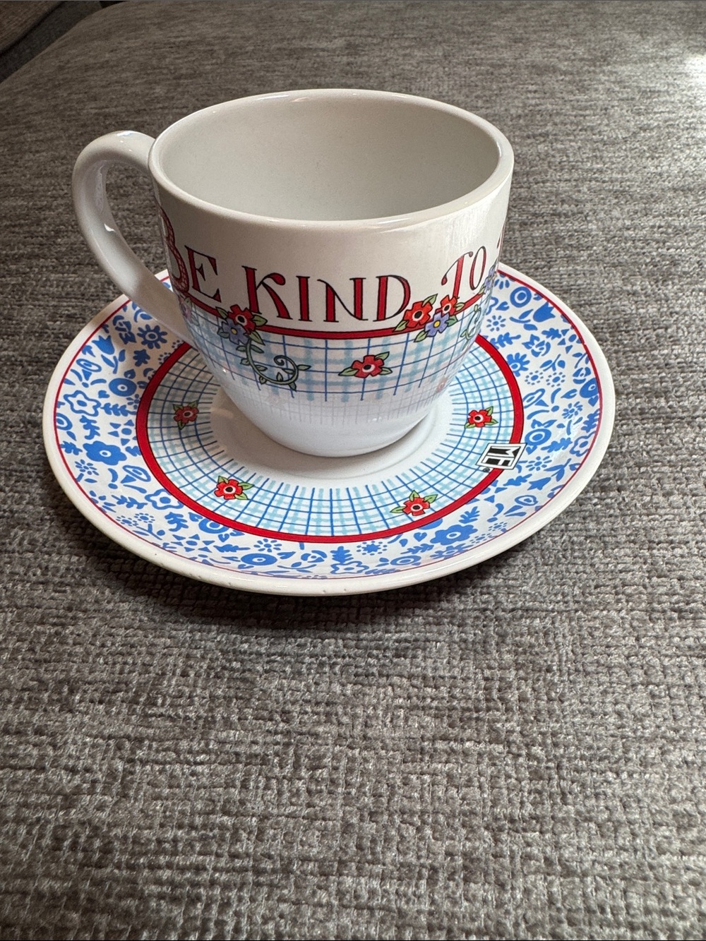 Mary Engelbreit Teacup & Saucer Set Be Kind to Thy Sister
